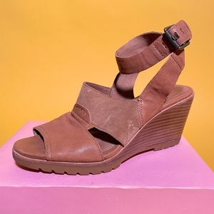 Leather Wrap Wedge Sandals